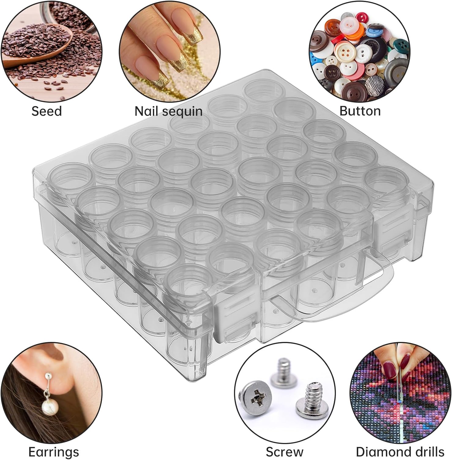 Bead Organizer. Bead Containers. 30 Grids Diamond Painting Storage Containers Clear Bead Organization Diamond Painting Accessories Small Storage Container for Beads Seeds Glitter Rhinestones (1 Pack) - Image 4