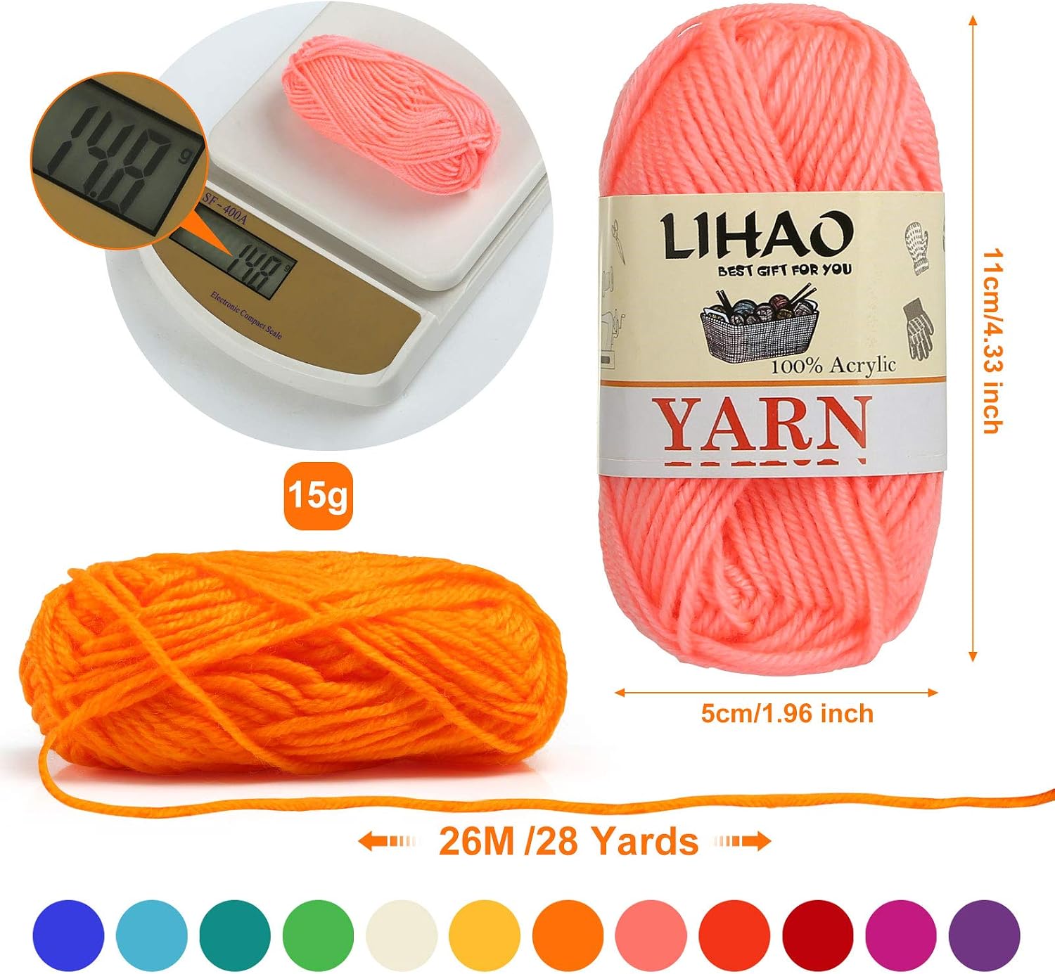 LIHAO 12 Skeins Mini Yarn for Knitting Crochet Craft - 100% Acrylic - Image 2