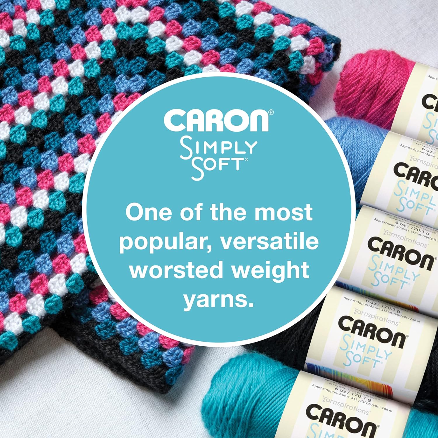 Caron Simply Soft Soft Blue Yarn - 3 Pack of 170g/6oz - Acrylic - 4 Medium (Worsted) - 315 Yards - Knitting/Crochet - Image 5