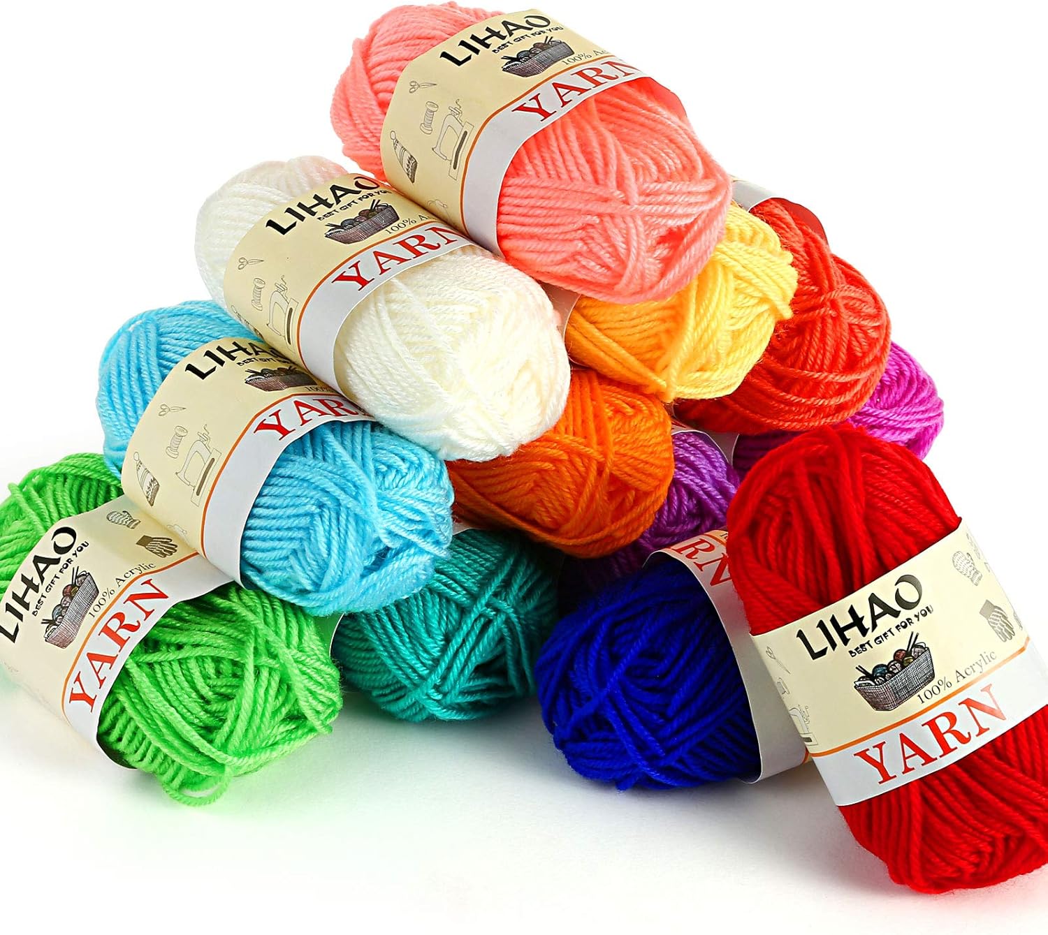 LIHAO 12 Skeins Mini Yarn for Knitting Crochet Craft - 100% Acrylic - Image 7