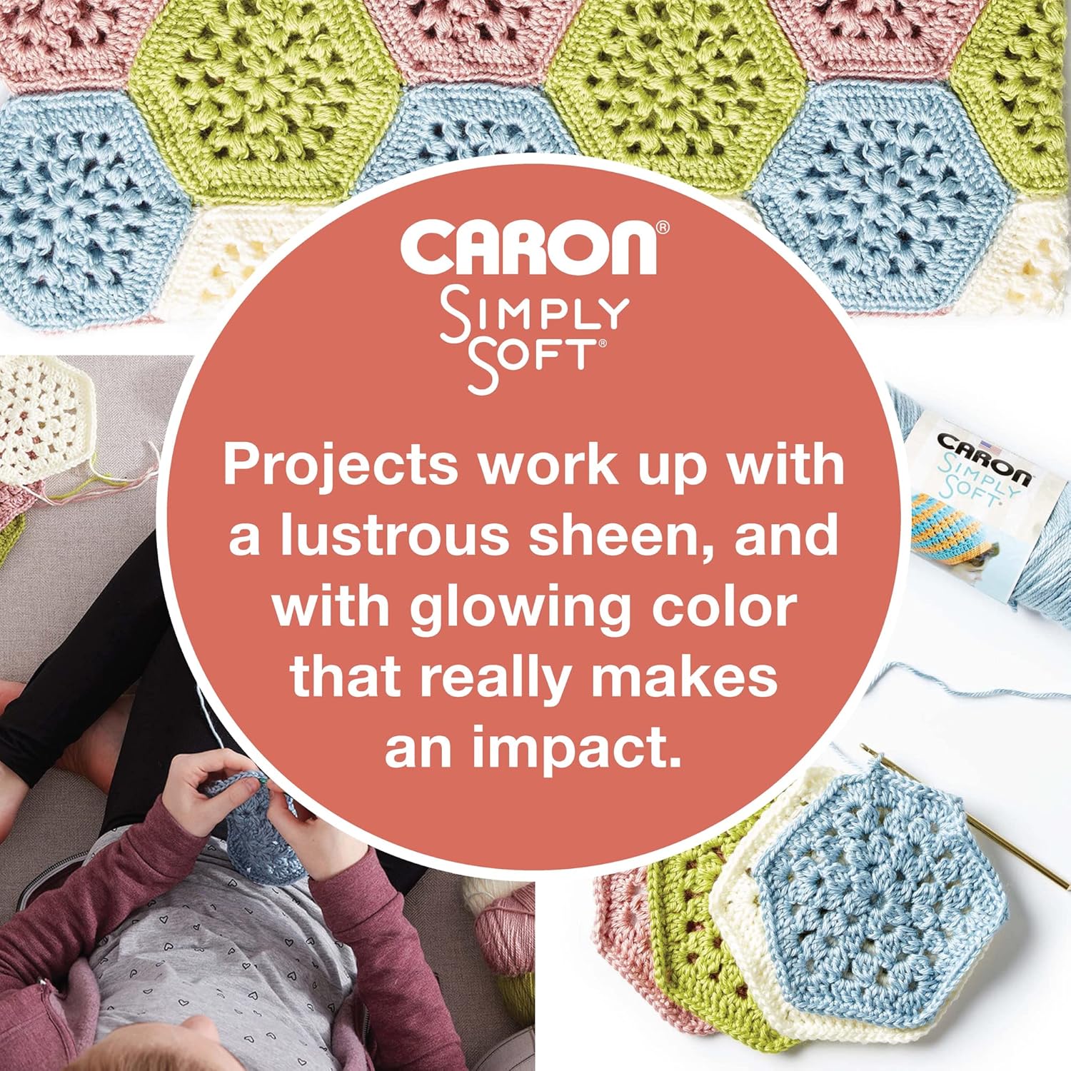 Caron Simply Soft Soft Blue Yarn - 3 Pack of 170g/6oz - Acrylic - 4 Medium (Worsted) - 315 Yards - Knitting/Crochet - Image 4